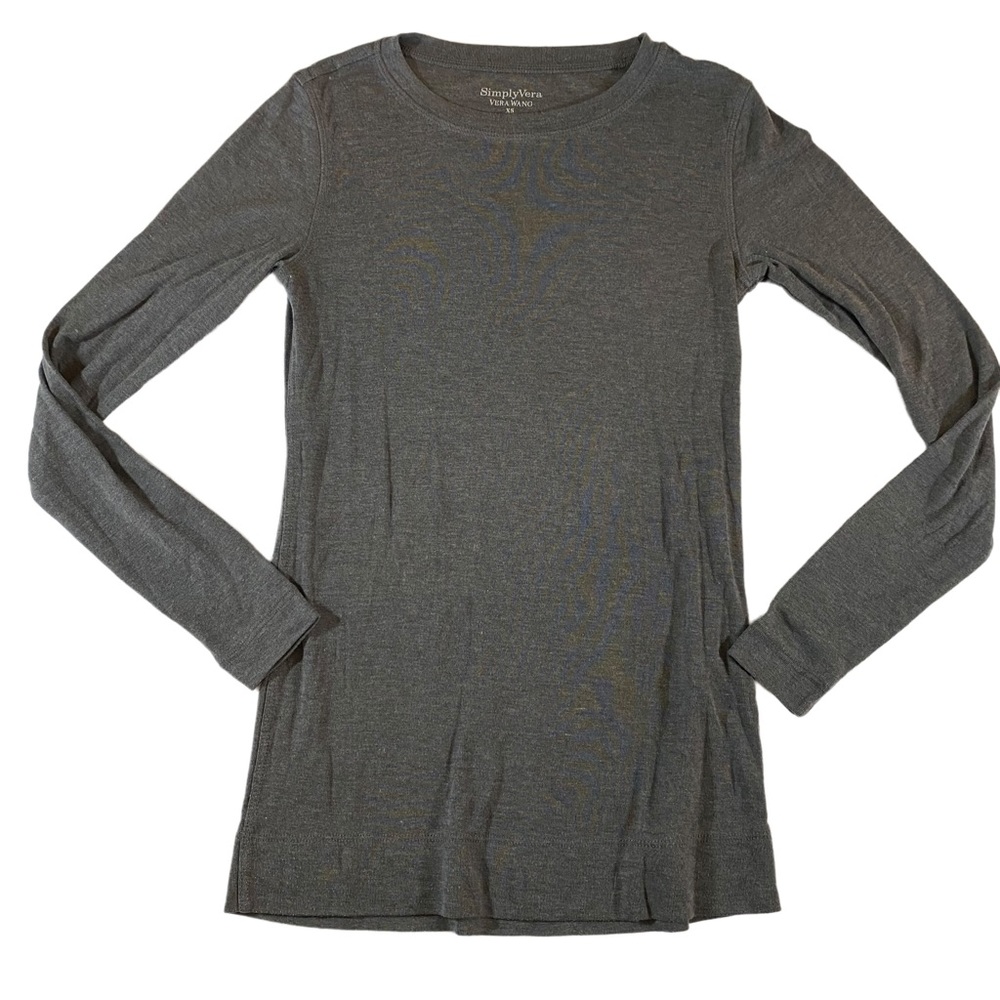 Soft Simply Vera long sleeve long line T-Shirt in medium Gray